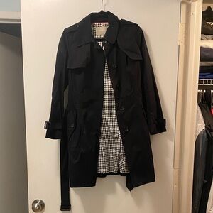 Banana Republic Black Trench Coat with Checkered Lining